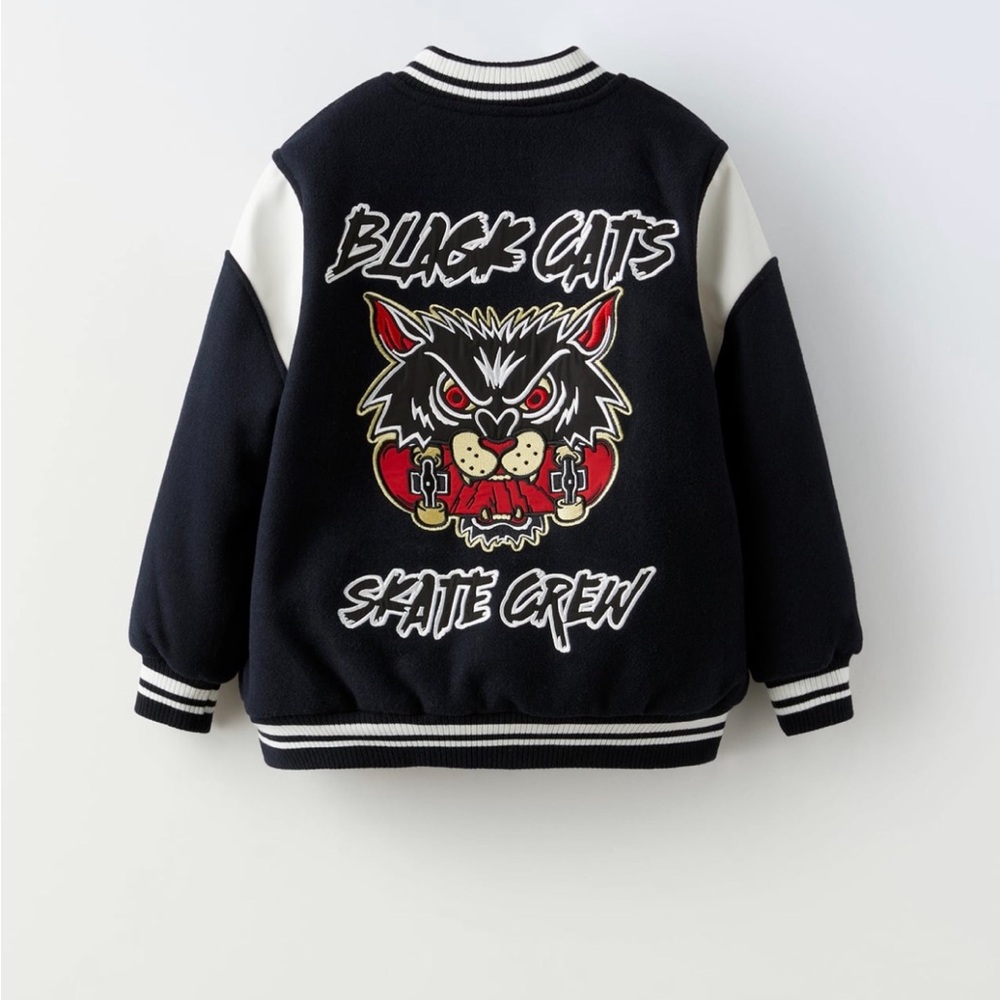 Zara Black and White Kids Hoodie with Graphic Design